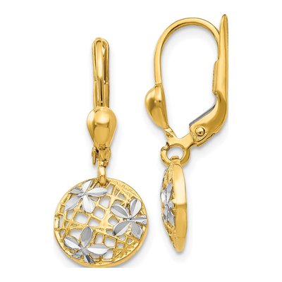 14K Yellow Gold Diamond-Cut Leverback Earrings