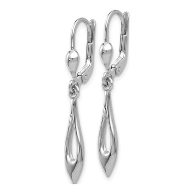 14K White Gold Open Teardrop Leverback Earrings – view 3