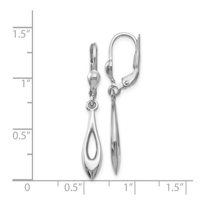 14K White Gold Open Teardrop Leverback Earrings – view 5