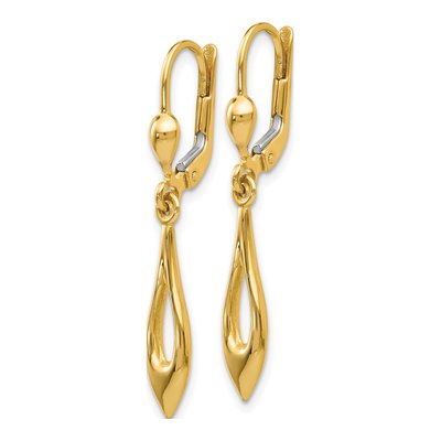 14K Yellow Gold Open Teardrop Leverback Earrings – view 3