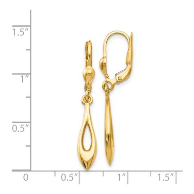 14K Yellow Gold Open Teardrop Leverback Earrings – view 5
