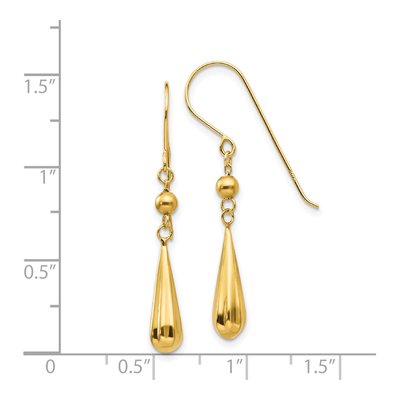 14K Yellow Gold Puffed Teardrop Dangle Earrings – view 5