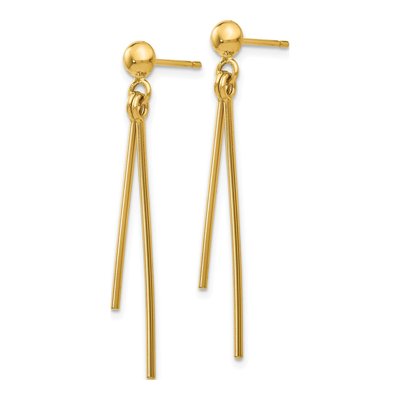 14K Yellow Gold Two Bars Dangle Earrings – view 3