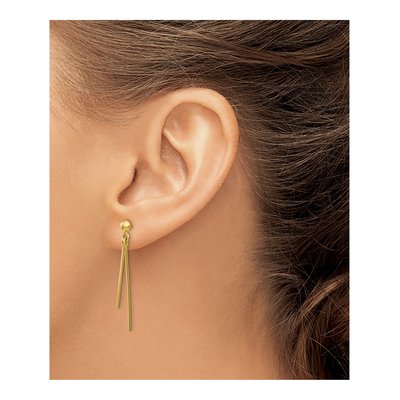 14K Yellow Gold Two Bars Dangle Earrings – view 4
