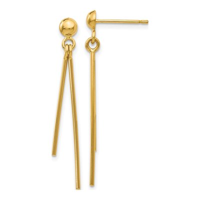 14K Yellow Gold Two Bars Dangle Earrings