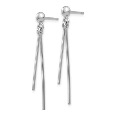 14K White Gold Two Bar Dangle Earrings – view 2