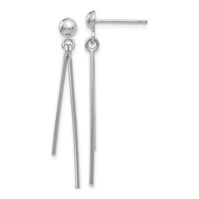 14K White Gold Two Bar Dangle Earrings