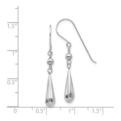 14K White Gold Puffed Teardrop Dangle Earrings – view 5