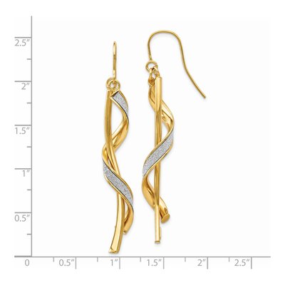 14K Yellow Gold Glitter Spiral Dangle Earrings – view 3