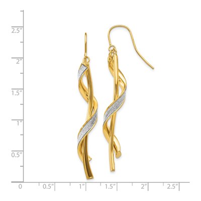 14K Yellow Gold Glitter Spiral Dangle Earrings – view 6