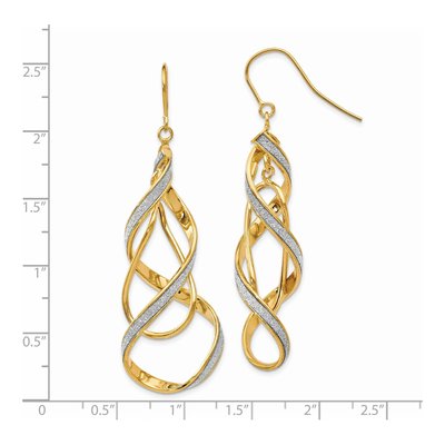 14K Yellow Gold Glitter Spiral Dangle Earrings – view 3
