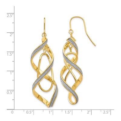 14K Yellow Gold Glitter Spiral Dangle Earrings – view 6