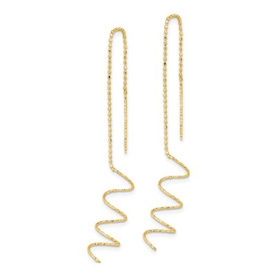 14K Yellow Gold Diamond-Cut Spiral Threader Earrings – view 3