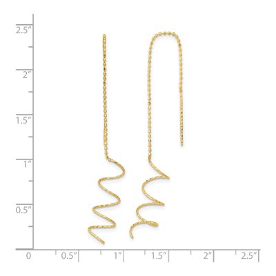 14K Yellow Gold Diamond-Cut Spiral Threader Earrings – view 4