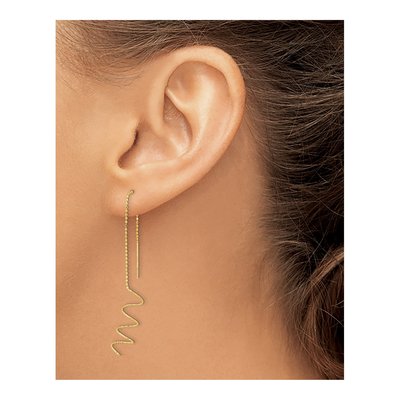 14K Yellow Gold Diamond-Cut Spiral Threader Earrings – view 5