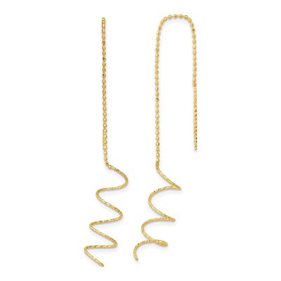 14K Yellow Gold Diamond-Cut Spiral Threader Earrings