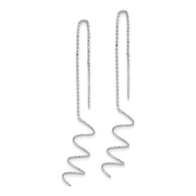 14K White Gold Diamond-Cut Spiral Threader Earrings – view 2