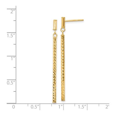 14K Yellow Gold Diamond-Cut Bar Dangle Earrings – view 5