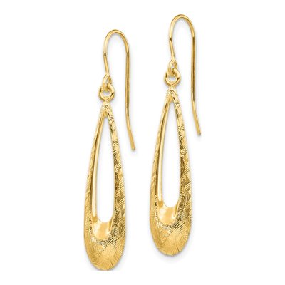 14K Yellow Gold Teardrop Dangle Earrings – view 3