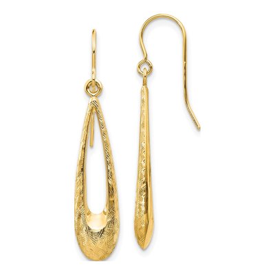 14K Yellow Gold Teardrop Dangle Earrings