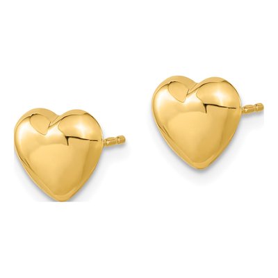 14K Yellow Gold Heart Stud Earrings – view 2