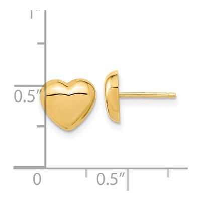 14K Yellow Gold Heart Stud Earrings – view 3