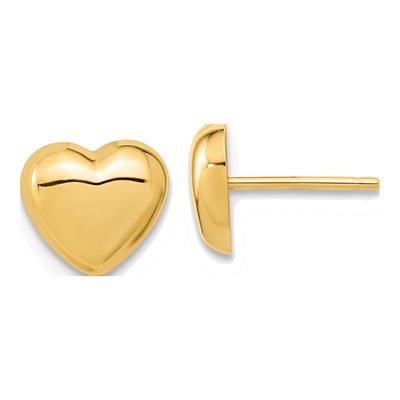 14K Yellow Gold Heart Stud Earrings