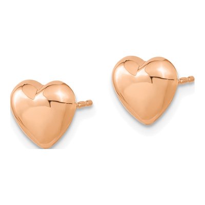 14K Rose Gold Heart Stud Earrings – view 3