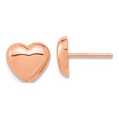14K Rose Gold Heart Stud Earrings