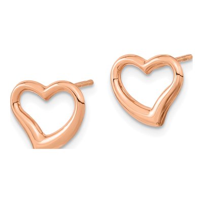 14K Rose Gold Open Wavy Heart Stud Earrings – view 3