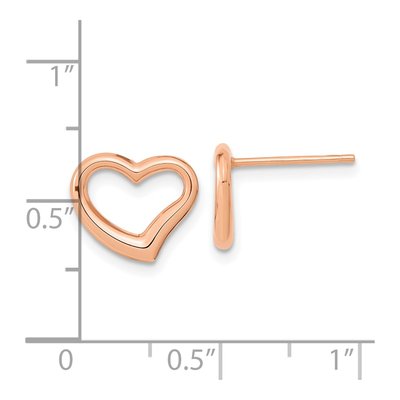 14K Rose Gold Open Wavy Heart Stud Earrings – view 4