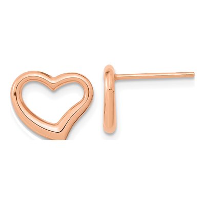 14K Rose Gold Open Wavy Heart Stud Earrings