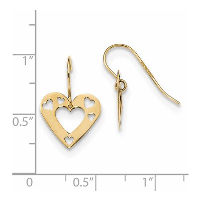 14K Yellow Gold Cut-Out Heart Dangle Earrings – view 2