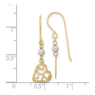14K Two-Tone Gold Heart French Hook Dangle Earrings – view 4