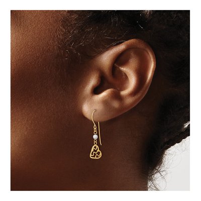 14K Two-Tone Gold Heart French Hook Dangle Earrings – view 5