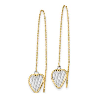 14K Yellow Gold Heart Threader Earrings – view 2