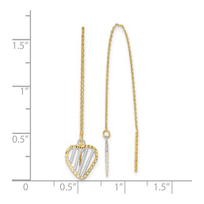 14K Yellow Gold Heart Threader Earrings – view 4