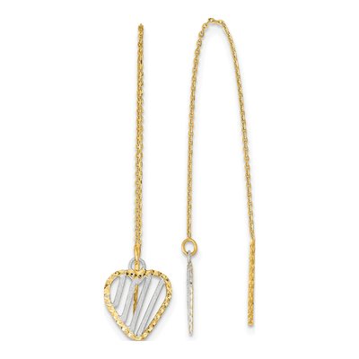 14K Yellow Gold Heart Threader Earrings