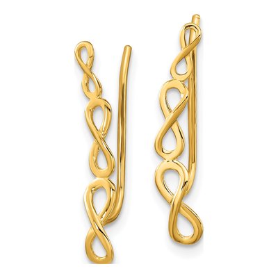 14K Yellow Gold Infinity Ear Climber Threader Earrings – view 3