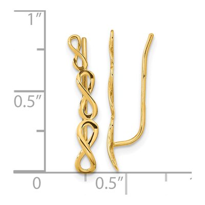 14K Yellow Gold Infinity Ear Climber Threader Earrings – view 4