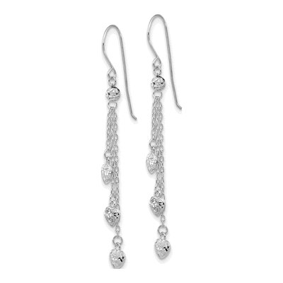 14K White Gold Triple Heart Dangle Earrings – view 2