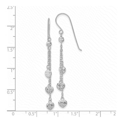 14K White Gold Triple Heart Dangle Earrings – view 4
