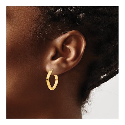 14K Yellow Gold 27mm Square Tube Hoop Earrings – view 4