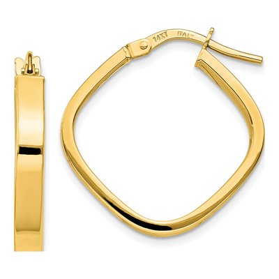 14K Yellow Gold 27mm Square Tube Hoop Earrings
