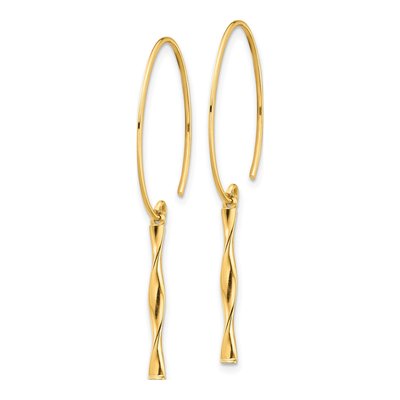 14K Yellow Gold Twisted Bar Threader Earrings – view 3