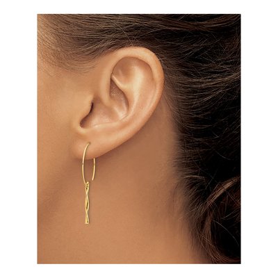 14K Yellow Gold Twisted Bar Threader Earrings – view 4