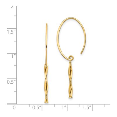 14K Yellow Gold Twisted Bar Threader Earrings – view 5