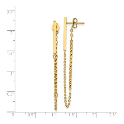 14K Yellow Gold Twisted Bar Front-Back Dangle Earrings – view 5