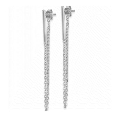 14K White Gold Twisted Bar Dangle Earrings – view 3
