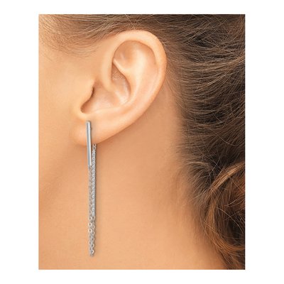 14K White Gold Twisted Bar Dangle Earrings – view 4